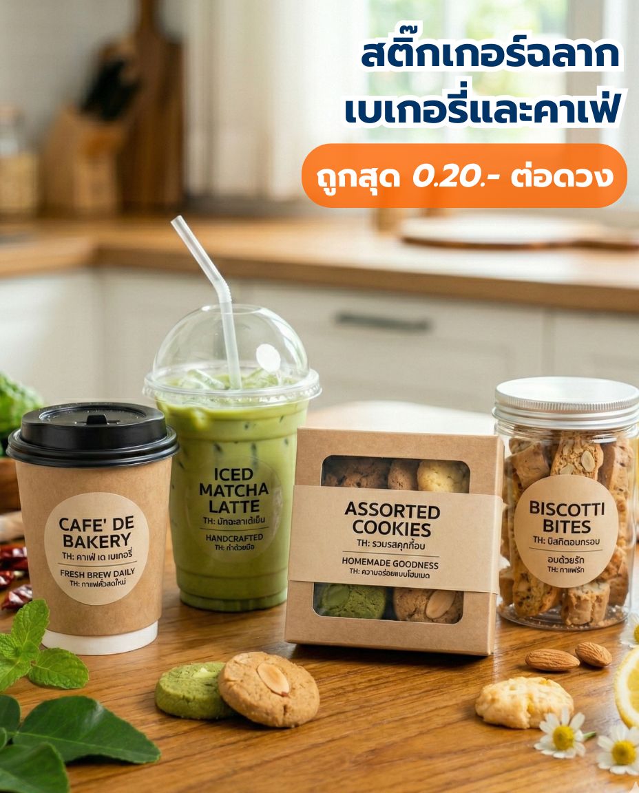 สติ๊กเกอร์ฉลากเบเกอรี่และคาเฟ่